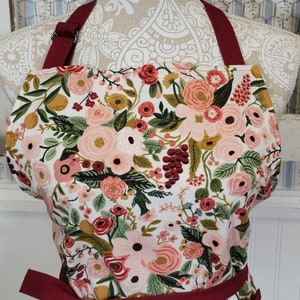 Delantal de mujer, delantal elaborado con tela de Rifle Paper Co., delantal floral, Rifle Paper Co., tela para fiestas en el jardín, delantal para adultos, delantal para damas