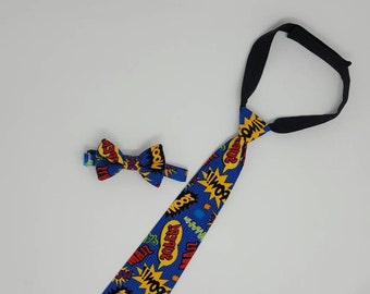 Boy's Necktie - Superhero Tie - Superhero Bow Tie - Boy's Tie - Boy's Bow Tie - Boy's Bowtie -  Superhero - Comic Book