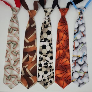 Boy's Tie,  Sports Tie,  Baseball,  Football, Soccer, Basketball, Golf, Sports Necktie, Gift For Boy's,  Boys Tie