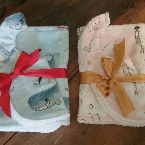 Baby Gift Set - Mermaids or Whales - Super Soft Minky