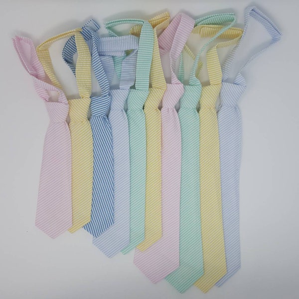 Boy's Seersucker Tie - Seersucker Necktie - Boy's Pre Tied Tie - Wedding Tie - Easter Tie