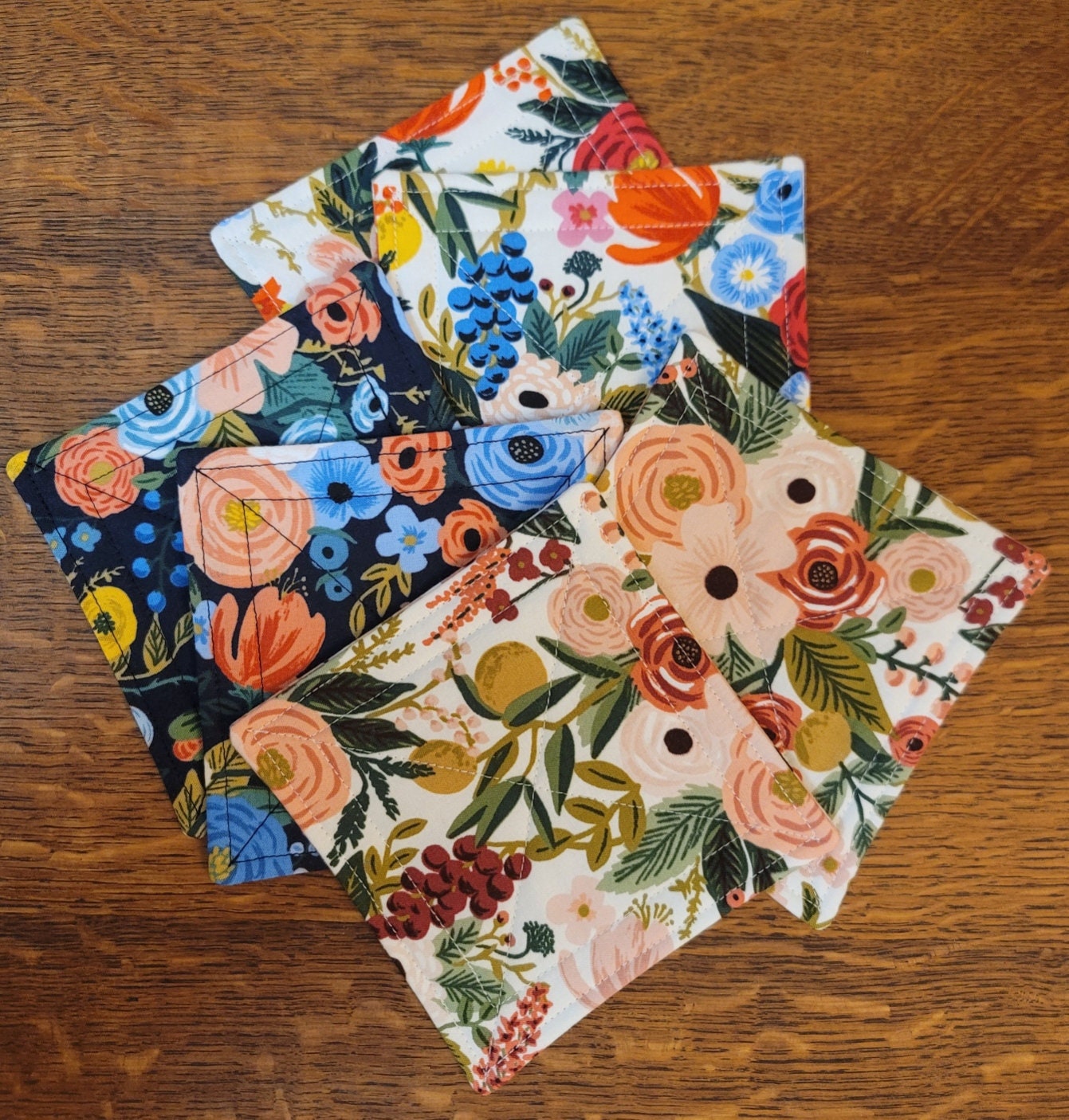 Fabric Coaster Set, Rifle Paper Co. Garden Party Fabric, Drink Coaster ...