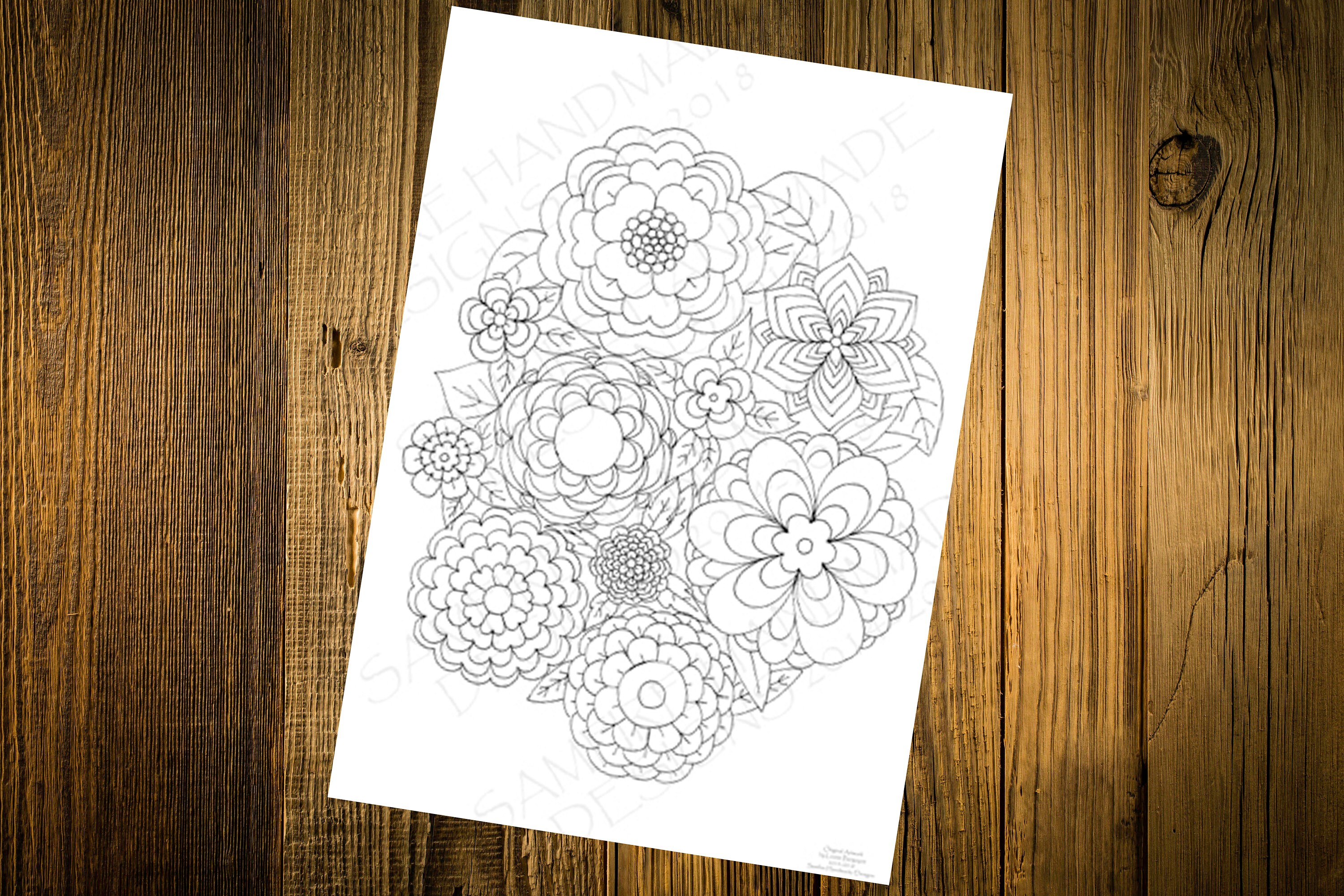 Flower Bouquet Printable Artwork to Colour In Floral Art - Etsy