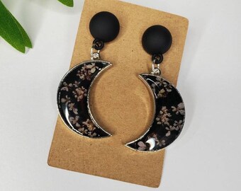 Moon Earrings. Lunar Phase Earrings. Black Moon Earrings. Witchy Earrings. Witchy Jewelry. Black Moon Jewelry. Black Lunar Jewelry.