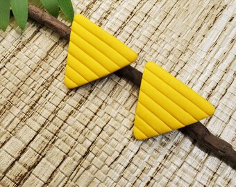 Yellow Triangle Polymer Clay Earrings