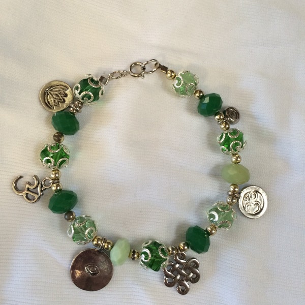 Emerald and Jade Zen Charm Bracelet