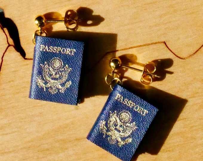 Passport Earrings | Travel Jewelry | Wanderlust Gift for Her | Vacation Accessories | Unique Dangle Earrings