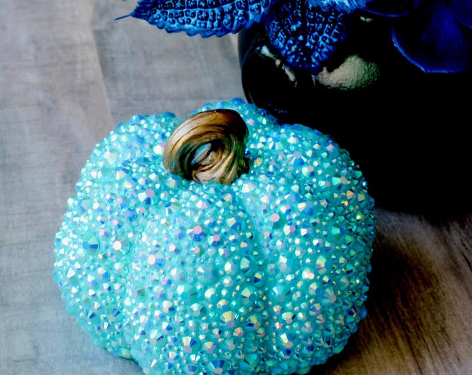 Sparkly Rhinestone Pumpkin Decoration | Glimmering Harvest Fall Decor | Glitter Halloween Centerpiece | Thanksgiving Table Accent