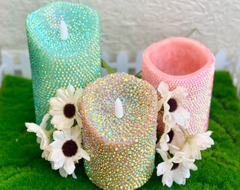 Handmade Rhinestone Flameless LED Candle | Sparkly Home Decor