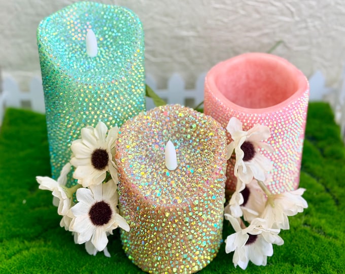 Handmade Rhinestone Flameless LED Candle | Sparkly Home Decor