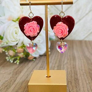 Rose Heart Earrings