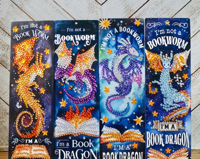 Book Dragon Rhinestone Bookmark | Fantasy Reader Accessory (7.67 x 2.28 in)