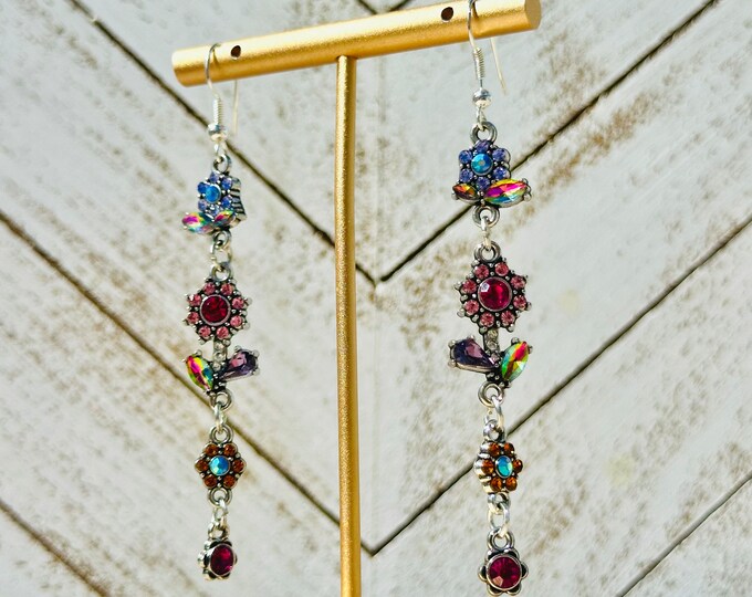 Summer Garden Earrings | Colorful Floral Dangle Jewelry | Cute Boho Statement Gift for Her | Handmade Spring & Summer Accessory