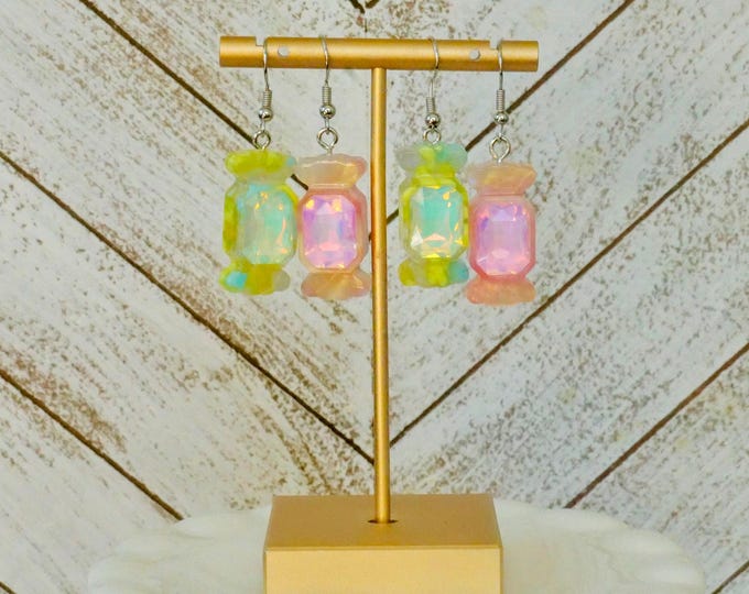Candy Drop Earrings – Pink or Green, Lightweight Statement Jewelry