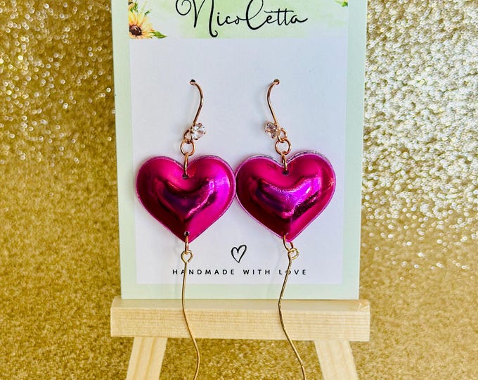 3D Balloon Heart Earrings | Rose Gold Statement Jewelry
