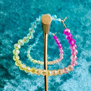 Ombre Rainbow Heart Hoops