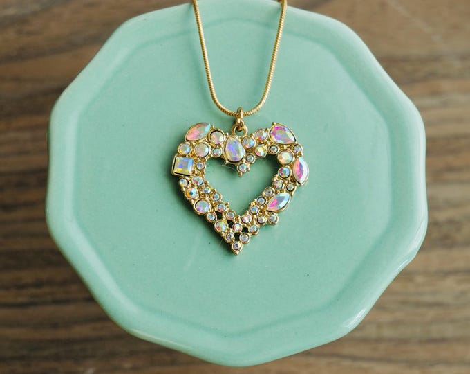 Sparkly Heart Pendant Necklace | Romantic Love Jewelry, 18-inch Chain