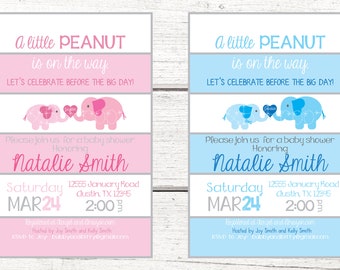 A little peanut is on the way, elephant baby shower, girl baby shower, boy baby shower, elephant shower, baby girl, baby boy