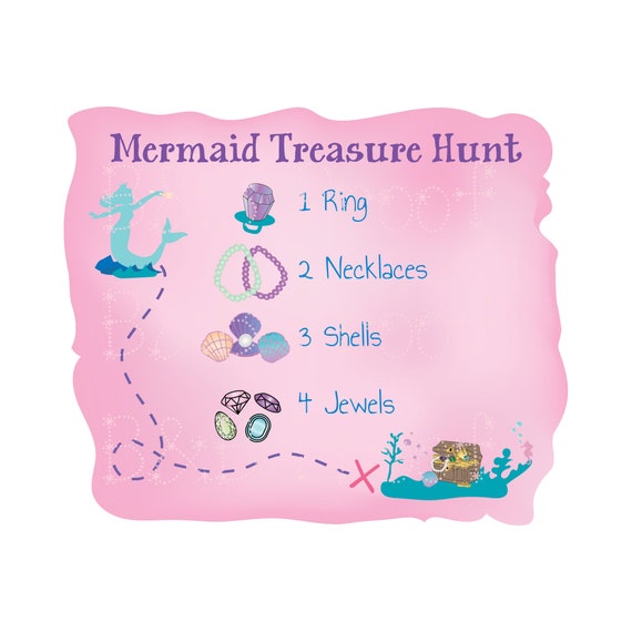 Mermaid Treasure Hunt, Digital File, treasure hunt, Mermaid, Party Game