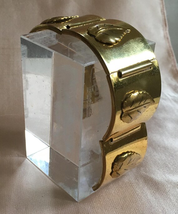 1950s Bracelet Leaf Leaves Brushed Goldtone Link Cuff - Etsy