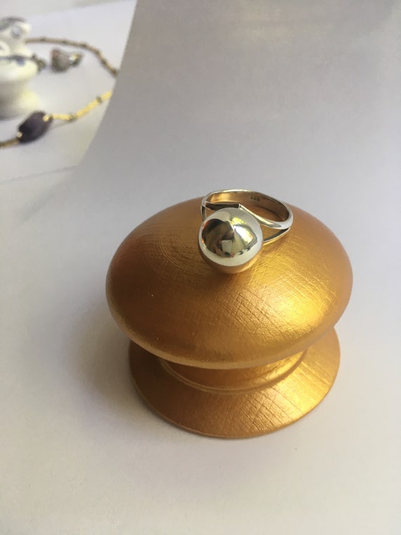 Solid Silver Ring With 11 mm Large Silver Ball. M… - image 2