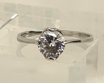 Minimalist Sterling Silver CZ Ring: Dainty Promise Ring (Size 7.5 US)