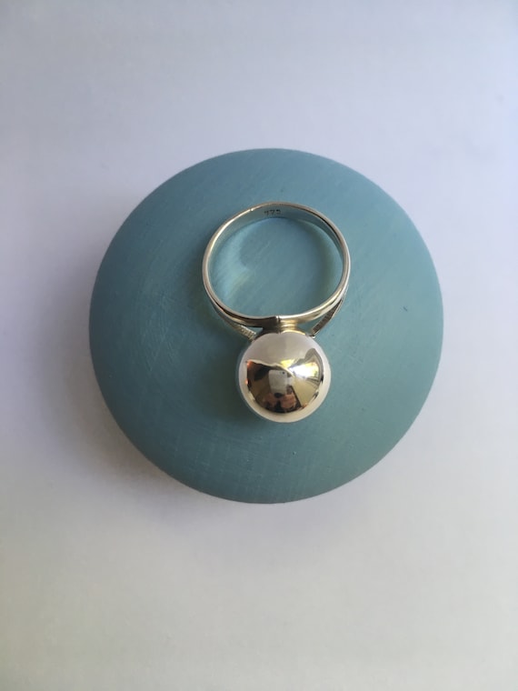 Solid Silver Ring With 11 mm Large Silver Ball. M… - image 1