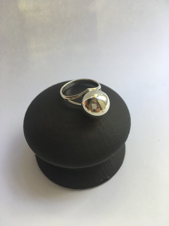 Solid Silver Ring With 11 mm Large Silver Ball. M… - image 3
