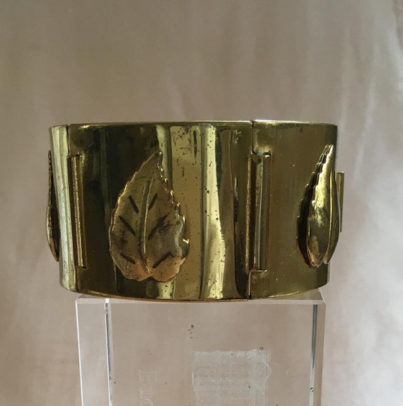 1950s Bracelet Leaf Leaves Brushed Goldtone Link Cuff - Etsy