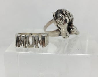 Sterling Silver Horse & Foal Ring - Equestrian Jewelry