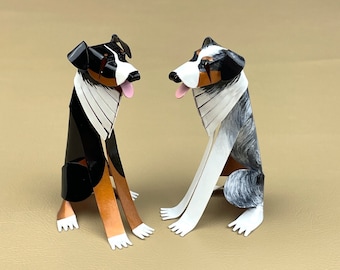 Australian Shepherd Handmade Copper Sculpture, Miniature Collectible Figurine