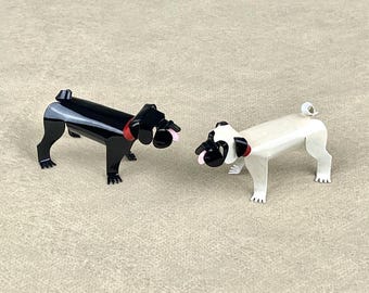 Pug Dog Handmade Copper Sculpture, Collectible Miniature Figurine