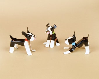 Boston Terrier Tween Puppy Dog Sculpture, Handmade Copper Miniature, Collectible Dog Art, Boston Terrier Art, Boston Terrier Figurine