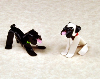 Pug Tween Puppy Handmade Copper Sculpture, Collectible Miniature Figurine