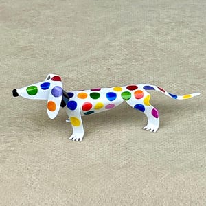 Dachshund Dog Sculpture, Polka Dot Dachshund, Handmade Copper Miniature, Dachshund Collectible Art, Dachshund Art, Dachshund Figurine