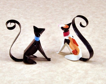 Sitting Kitten Handmade Copper Sculpture,  Miniature Collectible Cat Art Figurine