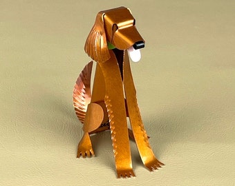 Irish Setter Handmade Copper Dog Sculpture, Miniature Collectible Figurine