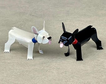 French Bulldog Handmade Copper Sculpture, Collectible Miniature Figurine