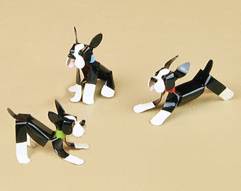 Boston Terrier Puppy Dog Sculpture, Handmade Copper Miniature, Boston Terrier Collectible, Boston TerrierArt, Boston Terrier Figurine