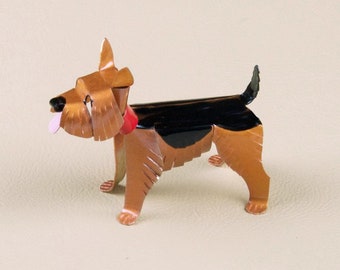 Norwich Terrier Copper Dog Sculpture, Handmade Miniature Collectible Figurine