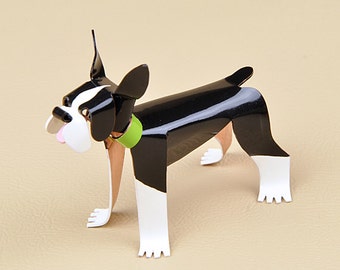 Boston Terrier Dog Sculpture, Handmade Copper Miniature, Collectible Dog Art, Boston Terrier Art, Boston Terrier Figurine, Terrrier Gift