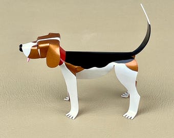 Foxhound Sculpture, Handmade Copper Miniature Dog Figurine