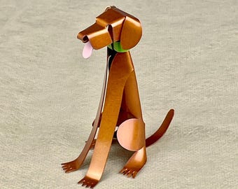 Vizsla Dog Handmade Copper Sculpture, Miniature Collectible Dog Art Figurine