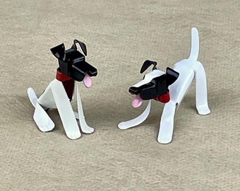Smooth Fox Terrier Puppy Dog Sculpture, Handmade Copper Miniature, Collectible Art, Smooth Fox Terrier Art, Fox Terrier Figurine
