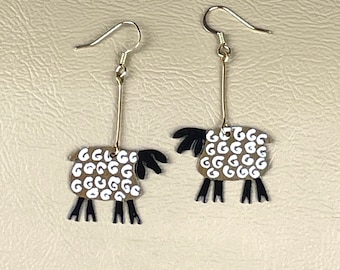 Black Face Sheep Earrings, Copper Earrings, Animal Earrings, Sheep Jewelry, Animal Jewelry, Handmade Jewelry, Farm Animal Jewelry