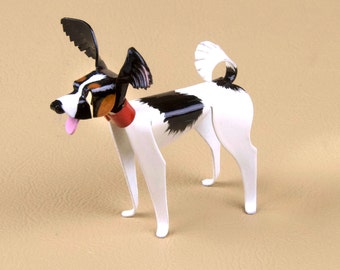 Papillon Dog Sculpture, Handmade Copper Collectible Miniature Figurine