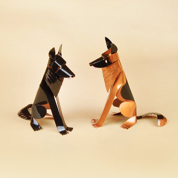 German Shepherd Dog Sculpture, Handmade Copper Miniature, Collectible Dog Art, Shepherd Art, Shepherd Figurine, Dog Lover Gift