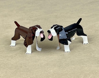English Springer Spaniel Handmade Copper Sculpture, Miniature Collectible Figurine