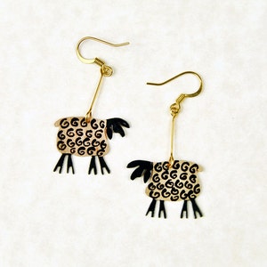 Hand painted sheep earrings