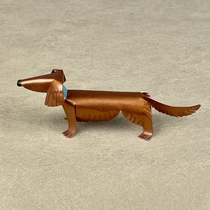 Longhaired Dachshund Dog Sculpture, Handmade Copper Miniature, Dachshund Collectible, Dachshund Art, Dachshund Figurine, Dachshund Gift